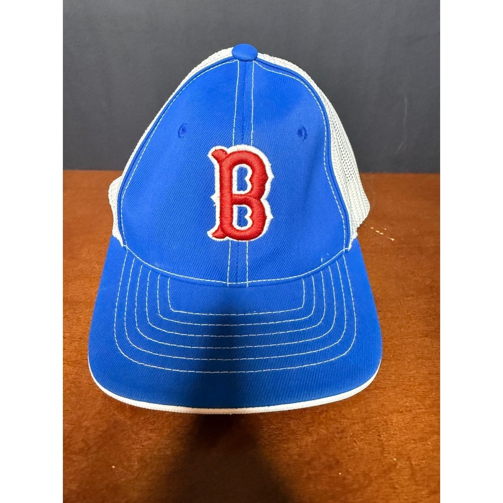 Pacific Headwear 404M Youth Trucker Hat Blue White Red Embroidered B Cap